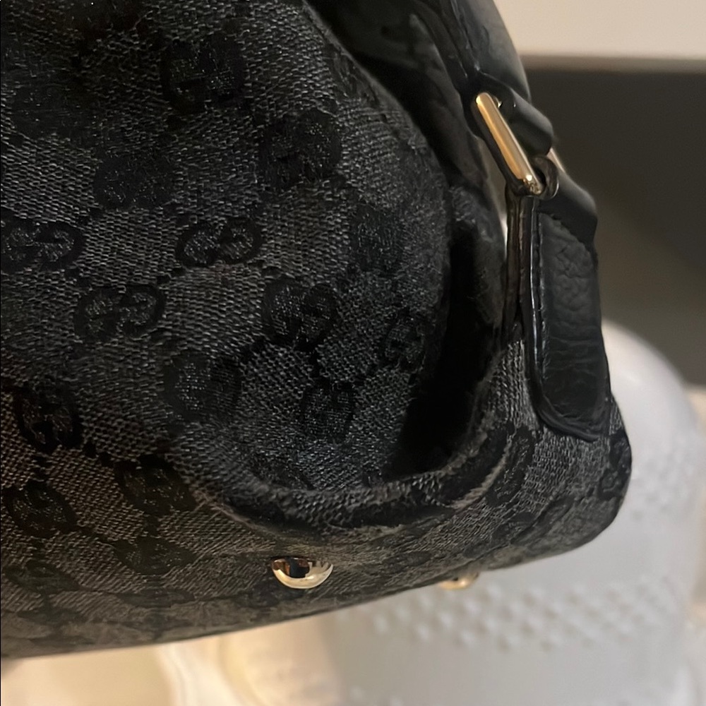 Gucci Black and Gray GG Canvas Top Handle Satchel - Picture 13 of 13